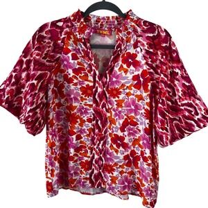 Anthropologie THML Bubble Hem Sleeve Top Size Medium Boho Floral Ikat